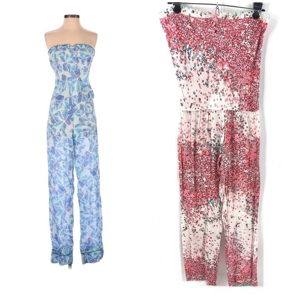 Poupette St Barth Jumpsuit Womens Small Wide Leg Boho Festival Beach Colorful